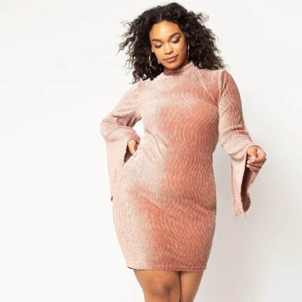 NWT Eloquii Plus Mini Dress Pink Velvet